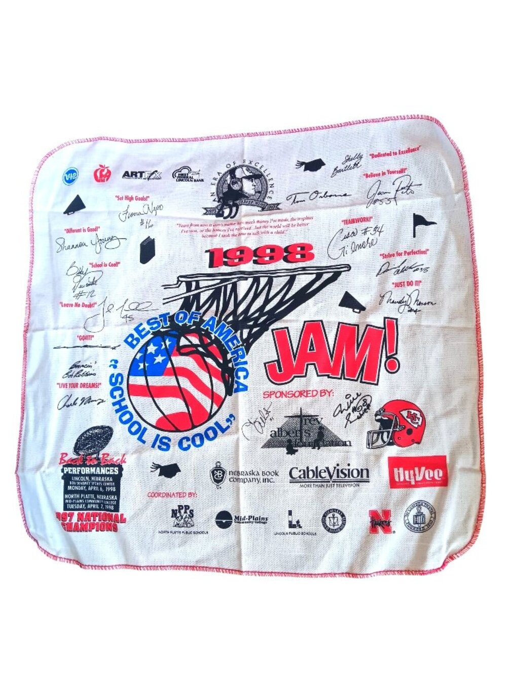 Vintage Hanky 1998 Bandana Hanky Nebraska Huskers Football Champs Tom Osbourne
